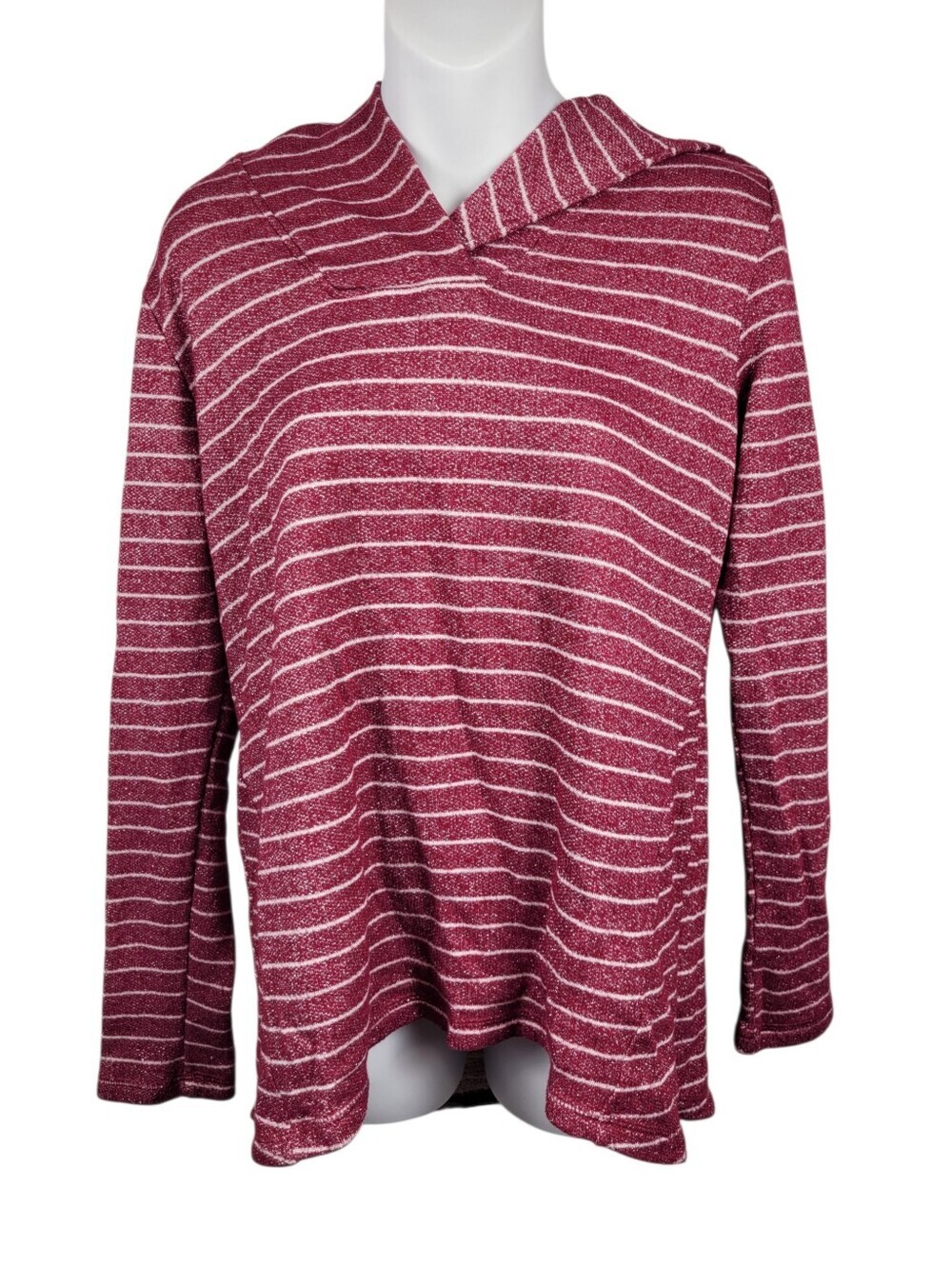 2/$20 St John's Bay Wine Red Stripe Hoodie Top Size: Large